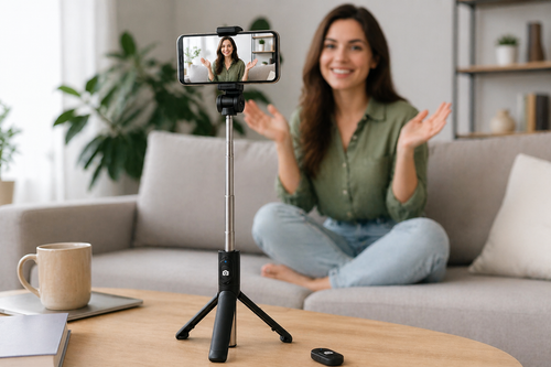 Trepied Selfie Stick Wireless P30, Bluetooth, Extensibil 68cm, iOS & Android
