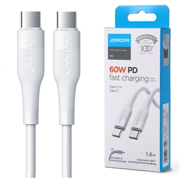 Cablu Date si Incarcare, Joyroom, Type-C, PD60W, QC3.0, 3A, 1.2m, Alb