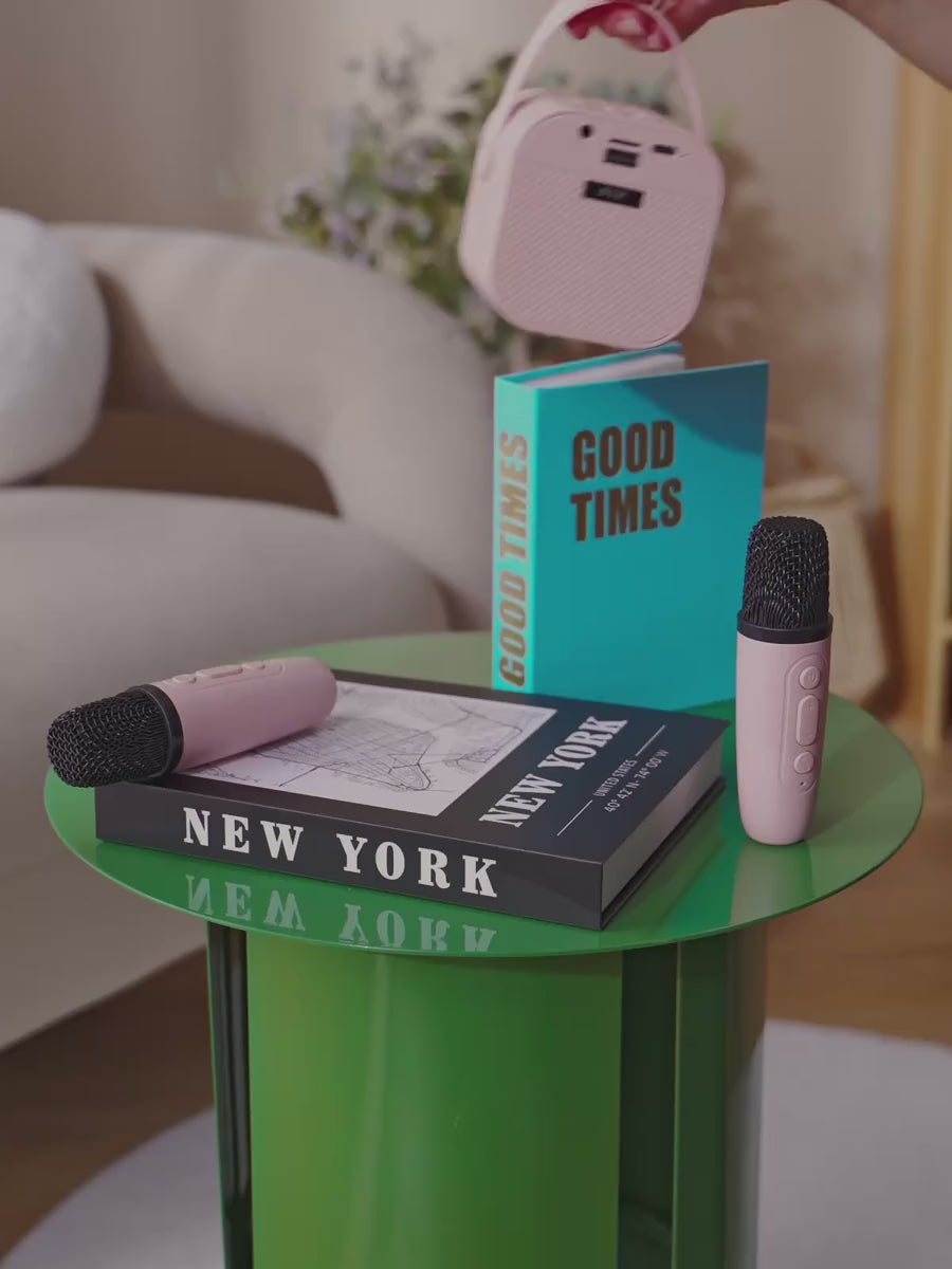 Bluetooth 5.3 Karaoke Speaker with 2 Wireless Microphones – LED, Portable