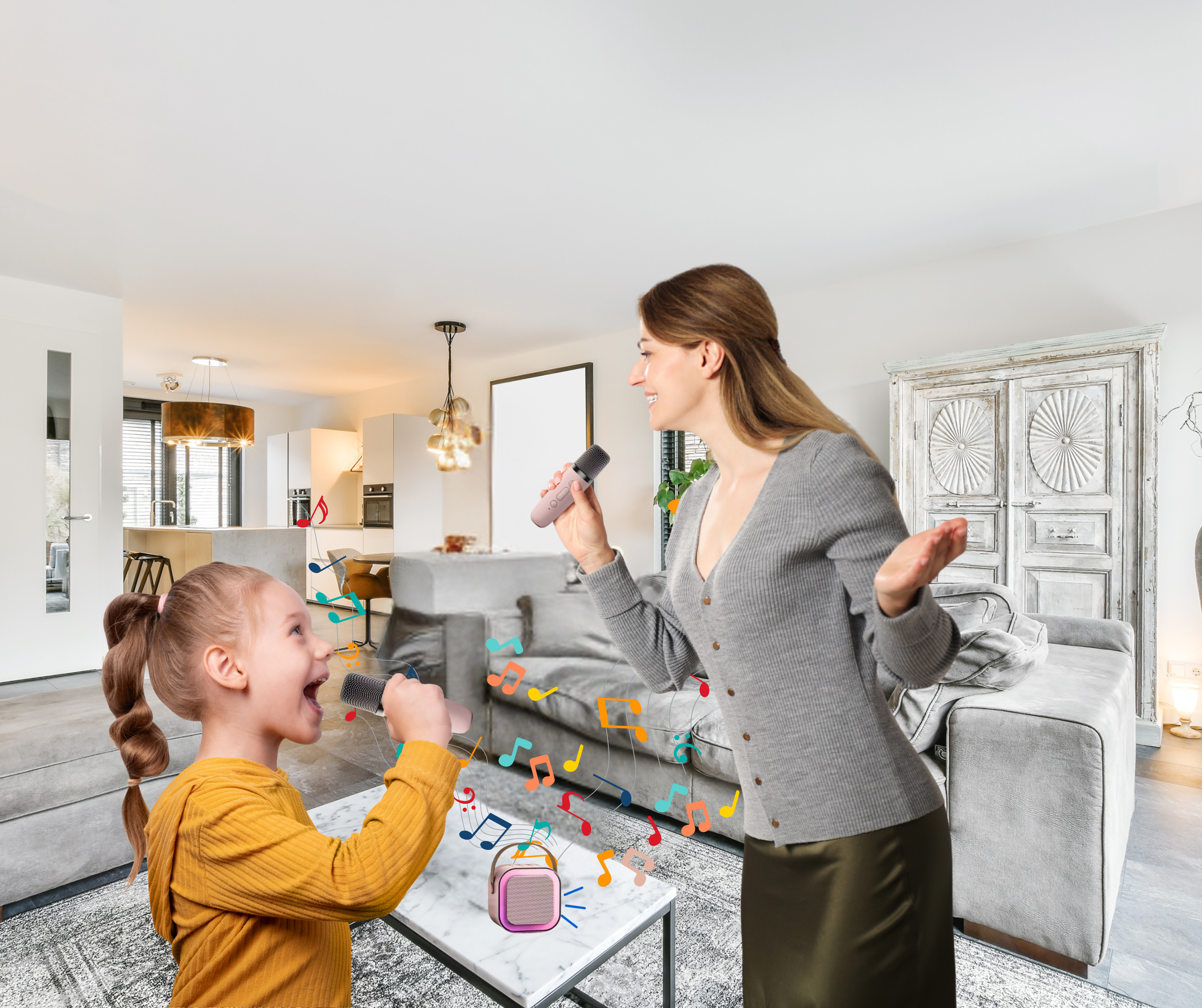 boxa karaoke bluetooth cu 2 microfoane wireless MattyGoods